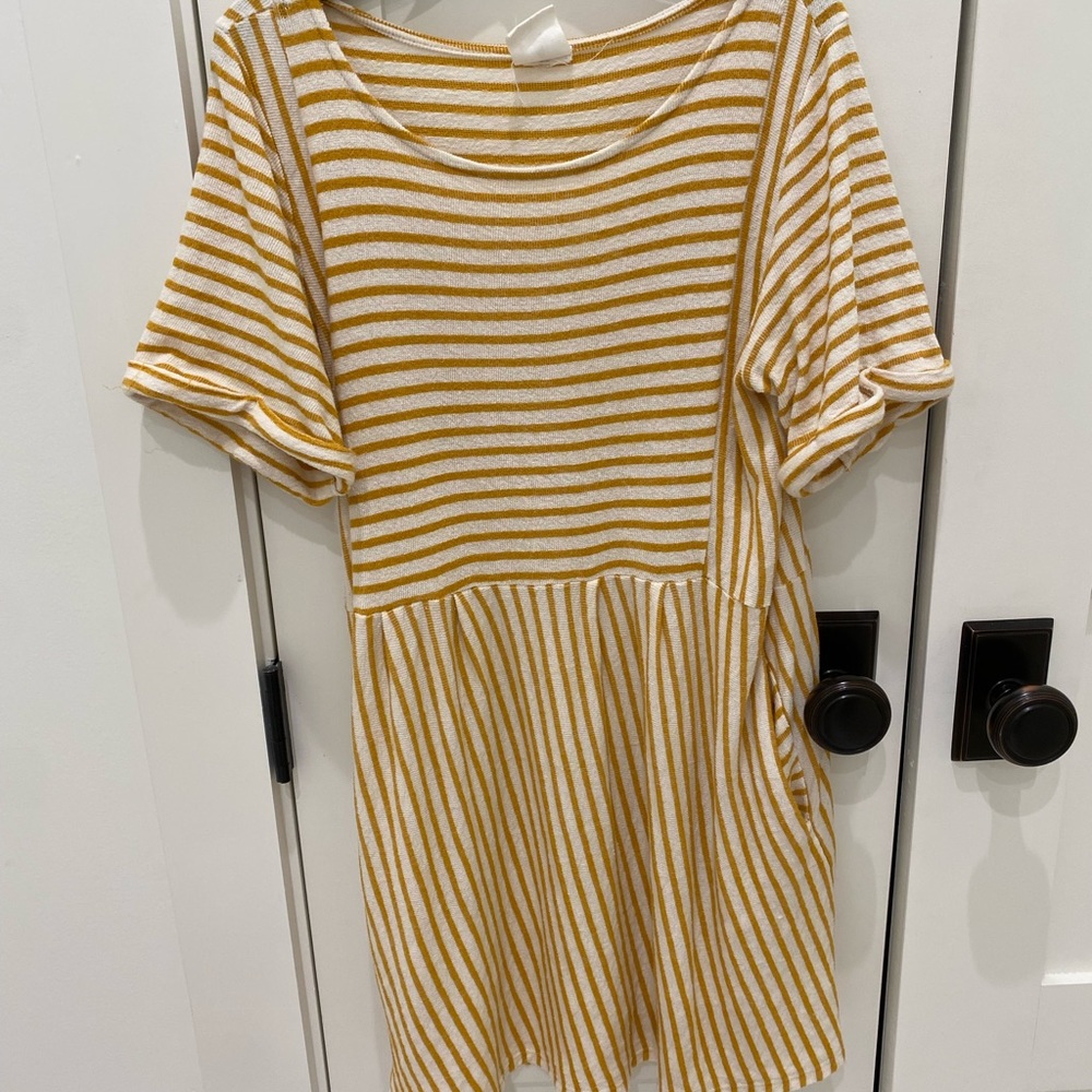 Gold/ white stripe dress